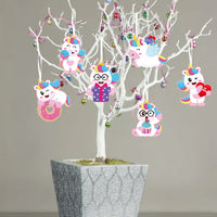 OSNIE 30 Packs Valentine’s Day Unicorn Make a Face Stickers Ornament Craft Kit for Kids Mix and Match DIY Make Your Own Unicorn Dessert Ornament Hanging Decoration Classroom Game Handcraft Supplies