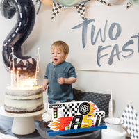 OSNIE Two Fast Wooden Table Centerpieces Let’s Go Racing Party Decoration Race Car Checkered Theme 2nd Birthday Milestone Baby Shower Table Topper Cake Smash Photo Props for Boys Two Year Old Birthday