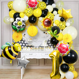 OSNIE 8 Packs Bumblebee First Birthday Party Balloons Decorations for Kids, Yellow Bumble Bee Sunflower Star-Shaped Foil Mylar Balloons, Honey Bee Happy Bee Day Themed Summer Spring 1st Birthday Decor