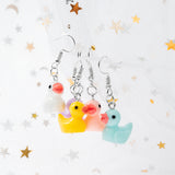 OSNIE 5 Pairs of Cute Duck Dangle Drop Earrings, Funny Resin Little Duckie Pendant Earrings, Indie Aesthetic Creative Personalized Earrings Jewelry Gifts for Women Girls (Multicolored)