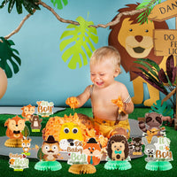 OSNIE 12Pcs Woodland Animals It’s a Boy Baby Shower Party Honeycomb Centerpieces Table Toppers for Baby Boy, Woodland Creatures Forest Animal Friends Theme Gender Reveal Table Decorations Supplies
