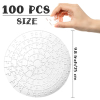 OSNIE 100Pcs Clear Jigsaw Puzzle, Round Blank Acrylic Puzzle, Practically Impossible Challenge Hardest Brain Puzzle Game Learning Education Toys Decompression Gifts for Adults and Kids (Diameter25CM)