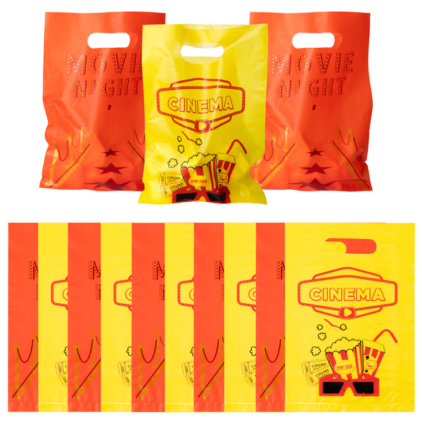 OSNIE 60 Packs Movie Night Party Favors Bags Plastic Candy Goodie Bags Loot Gift Bags with Handle for Hollywood Red Carpet Oscar Awards Theme Birthday Wedding Party Baby Shower Decorations Supplies