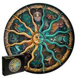 OSNIE 1000 Pieces Jigsaw Puzzles, Large Round Twelve Constellations Puzzle Sun and Moon Wall Decoration, Challenge Educational Zodiac Puzzle Decompressing Learning Gifts for Astronomy Enthusiasts