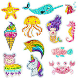 OSNIE 12Pcs 5D Diamond Painting Stickers for Kids, DIY Handmade Big Gem Animals Diamond Arts Craft Mosaic Stickers, Creative Crystal Rhinestone Painting by Numbers Kits Gift for Adult Beginners