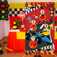 OSNIE Racing Car Toss Game Banner with 4 Bean Bags, Indoor Outdoor Party Throwing Game , Checkered Toss Game for Go Racing Theme Birthday Party Activities Decoration Set for Kids and Adults
