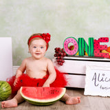 OSNIE Watermelon One Letter Sign Wooden Table Centerpieces One in a Melon Party Decorations for Baby Boys Girls Summer Fruit Watermelon Theme 1st Birthday Milestone Baby Shower Cake Smash Photo Props