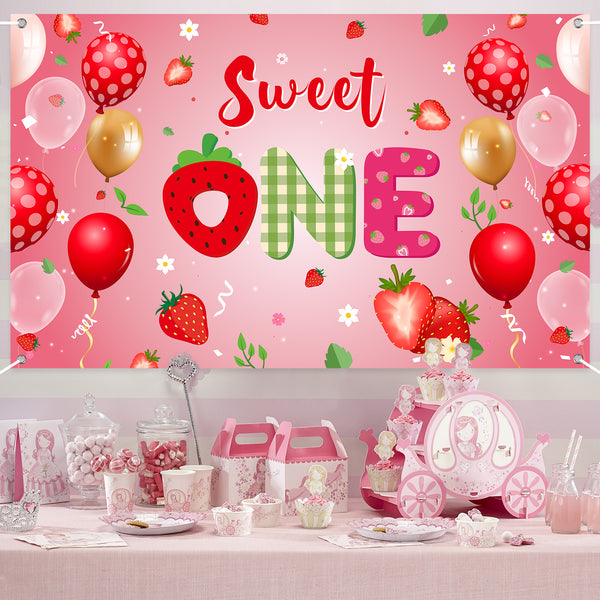 Strawberry Half Birthday High Chair Banner – 'It's My 1/2 Birthday' Decor For Girls, Berry Sweet Theme