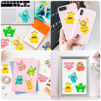 OSNIE 12 Pcs Halloween Monster 5D Diamond Painting Stickers Kit for Kids Adult Beginners Resin Rhinestone DIY Handmade Paint by Numbers Mosaic Stickers Art Crafts for Monster Themed Party Favors