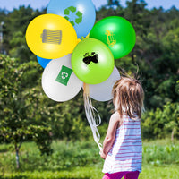 OSNIE 50Pcs Garbage Truck Balloons 12Inch Assorted Color Recycling Latex Balloons Bouquet with Ribbons Garbage Truck Themed Party Decorations for Birthday Party Environmental Activity Green Initiatives