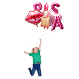OSNIE 9 Pcs Spa Party Balloons Spa Party Decorations for Women Girls Inflatable Red Kissy Lips Lipstick Heart Shaped Foil Mylar Balloons Nail Spa Day Salon Cosmetics Makeup Birthday Party Supplies