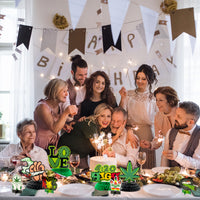 OSNIE 12Pcs Weed Themed Honeycomb Centerpieces Table Toppers Smoking Marijuana Green Pot Leaves Cannabis Stoner 420 Have a Dope Birthday Party Decorations Supplies Photo Booth Props for Adults