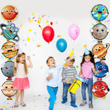 OSNIE 10Pcs Planets Theme Party Decor Supplies Outer Space Cardboard Cutout Door Porch Banner Wall Decor Blue Solar System Party Favors Photo Booth Prop for Kids Boys Space Birthday Party Decorations