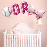 OSNIE Baseball or Bows Gender Reveal Balloons Party Decorations Supplies, Baby Blue and Pink Foil Mylar Latex Balloons Kit for Boy or Girl He or She Baby Shower Pregnancy Announcement Decor, Set of 24