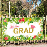 OSNIE Tropical Aloha Graduation Party Backdrop Summer Hawaiian Luau Congrats Grad Class of 2022 Bachelor Cap Photography Background Banner College Prom Graduation Party Decoration Supplies Photo Props
