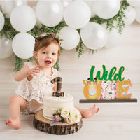 OSNIE Wild One Letter Sign Wooden Table Centerpieces Plaques First Birthday Decorations for Baby Girls Tropical Safari Jungle Animal Party Supplies for Milestone Baby Shower Decor Cake Smash Props