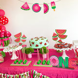 OSNIE Watermelon One Letter Sign Wooden Table Centerpieces with Hanging Banner One in a Melon Party Decor for Baby Boy Girl Summer Fruit Theme 1st Birthday Milestone Baby Shower Cake Smash Photo Prop