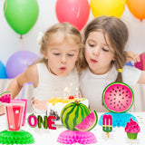 OSNIE 12Pcs Watermelon Honeycomb Centerpieces Table Toppers for Baby Girls One in a Melon Party Decor Summer Fruit Pink Watermelon 1st Party Supplies One Year Old Birthday Party Baby Shower Photo Prop