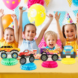 OSNIE 6Pcs Monster Truck Honeycomb Centerpieces Table Topper, 3D Double-Sided Patterns Monster Truck Party Supplies Table Decorations Monster Truck Party Favors Photo Booth Props for Kids Birthday