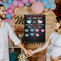 OSNIE Little Sweetheart Gender Reveal Party Games Valentines Day Cast Your Vote He or She Gender Reveal Poster with Team Boy Team Girl Stickers What Will Our Little Sweetheart Be Baby Shower Supplies