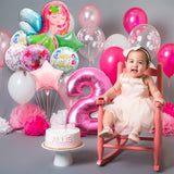 OSNIE Fairy Balloons Party Decorations for 2nd Birthday, 8 Pcs Giant Fairy Star Round Shaped Number Two Foil Mylar Helium Balloons, Fairy Princess Party Decorations Supplies Baby Shower for Baby Girls