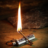 OSNIE 2Pcs Keychain Flint Metal Matchstick Fire Starter, Waterproof Outdoor Camping Survival Tools Kerosene Refillable Lighter, Emergency Survival Gear for Barbecue Outdoor Sports Enthusiasts Hikers