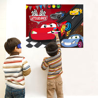 OSNIE Race Car Party Games, Pin the Wheel and Smile on the Car, Large Poster with Blindfolds and Stickers, Let’s Go Racing Themed Party Decorations Family Game Activities for Kids Birthday Baby Shower