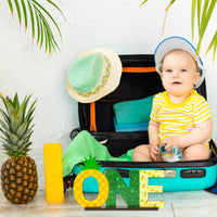 OSNIE Pineapple One Letter Sign Wooden Table Centerpieces for Baby Boys Girls Tropical Hawaiian Luau Summer Fruit Theme 1st First Birthday Party Supplies Decoration Baby Shower Cake Smash Photo Prop