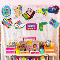 OSNIE 1990s Retro Theme Party Decor Supplies Pager Computer Walkman Hip Pop Cardboard Cutouts Door Porch Banner Wall Decor 1990s Party Favors Photo Booth Props for 90’s Theme Nostalgic Party
