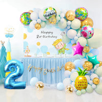 OSNIE Hawaiian Balloons Party Decorations for 2nd Birthday, 8 Pcs Giant Foil Mylar Balloons Pineapple Flamingo Palm Tree Leaves Tiki Summer Beach Pool Aloha Tropical Luau Party Decorations Supplies
