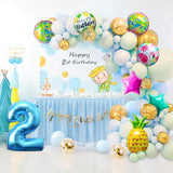 OSNIE Hawaiian Balloons Party Decorations for 2nd Birthday, 8 Pcs Giant Foil Mylar Balloons Pineapple Flamingo Palm Tree Leaves Tiki Summer Beach Pool Aloha Tropical Luau Party Decorations Supplies