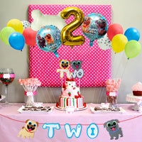 OSNIE Puppy Dog 2nd Birthday Party Decorations Supplies Kit – Gold Number 2 Foil Balloons, Latex Balloons, Pre-Assembled Banner, Felt Cake Topper, Great Puppy Dog Theme Party Supplies for Two Year Old