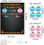 OSNIE Little Pumpkin Gender Reveal Party Games, He or She Gender Reveal Poster with 40pcs Pink and Blue Voting Stickers, Fall Theme and Halloween Cast Your Vote Poster Game for Team Boy Team Girl Baby Shower