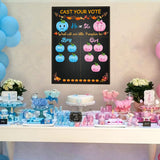 OSNIE Little Pumpkin Gender Reveal Party Games, He or She Gender Reveal Poster with 40pcs Pink and Blue Voting Stickers, Fall Theme and Halloween Cast Your Vote Poster Game for Team Boy Team Girl Baby Shower