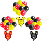OSNIE 139Pcs Mickey Birthday Party Supplies Set Mickey Theme Party Decorations Including Happy Birthday Banner, Balloons, Invitation Cards, Tablecloth, Forks, Plates, Napkins Serves 20 Guests