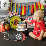 OSNIE Race Car Two Letter Sign Wooden Table Centerpiece Let’s Go Racing Checkered Theme 2nd Party Supplies Hot Wheel Decoration Milestone Cake Smash Photo Props for Kids Boys Two Years Old Birthday