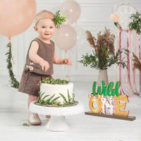 OSNIE Wild One Letter Sign Wooden Table Centerpieces Plaques First Birthday Decorations for Baby Girls Tropical Safari Jungle Animal Party Supplies for Milestone Baby Shower Decor Cake Smash Props