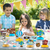 OSNIE 12Pcs Travel Themed Honeycomb Centerpieces Table Toppers Adventure Awaits Party Decor Travel Around The World Bon Voyage Table Decor Photo Props for Let The Adventure Begin Going Away Party