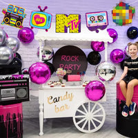 OSNIE 1980s Retro Theme Party Decor Supplies Television Roller Skates Radio Hip Pop Cardboard Cutouts Door Porch Banner Wall Decor 1980s Party Favors Photo Booth Props for 80’s Theme Nostalgic Party