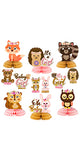 OSNIE 12Pcs Floral Woodland Animals It’s a Girl Honeycomb Centerpieces Baby Shower Party Table Toppers for Baby Girl Woodland Creatures Forest Animal Friends Theme Gender Reveal Table Decorations Supplies