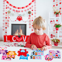 OSNIE 30 Pcs Owl Valentine’s Day Make a Face Stickers Ornament Craft Kits for Kids Make Your Own Sweets and Treats Valentine Cards Hanging Decoration Party Classroom Game Activities Handcraft Supplies