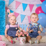 OSNIE 48 Packs Navy Blue and Blush Floral Gender Reveal Party Favors Set Include Bracelets Rubber Wristbands and Metal Badge Button Pins for Team Boy Team Girl Baby Shower Gender Reveal Party Supplies