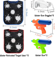 OSNIE 6 Packs Water Guns Water Activated Vests with Goggles, Super Water Blaster Squirt Guns & Target Vests & Eye Protective Goggles, Summer Outdoor Backyard Water Fight Play Fun Toys for Teens Kids