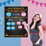 OSNIE Little Pumpkin Gender Reveal Party Games, He or She Gender Reveal Poster with 40pcs Pink and Blue Voting Stickers, Fall Theme and Halloween Cast Your Vote Poster Game for Team Boy Team Girl Baby Shower