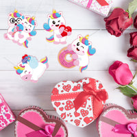 OSNIE 30 Packs Valentine’s Day Unicorn Make a Face Stickers Ornament Craft Kit for Kids Mix and Match DIY Make Your Own Unicorn Dessert Ornament Hanging Decoration Classroom Game Handcraft Supplies
