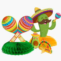 OSNIE 12Pcs Fiesta Honeycomb Centerpieces Table Topper Mexico Party Decorations and Supplies Mexican Table Decor Cinco De Mayo Party Favors Photo Booth Props for Taco bout Themed Festival Party