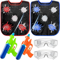 OSNIE 6 Packs Water Guns Water Activated Vests with Goggles, Super Water Blaster Squirt Guns & Target Vests & Eye Protective Goggles, Summer Outdoor Backyard Water Fight Play Fun Toys for Teens Kids
