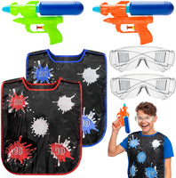 OSNIE 6 Packs Water Guns Water Activated Vests with Goggles, Super Water Blaster Squirt Guns & Target Vests & Eye Protective Goggles, Summer Outdoor Backyard Water Fight Play Fun Toys for Teens Kids