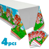 OSNIE 4 Packs of Farm Animals Party Tablecloth, Disposable Plastic Waterproof Rectangular Table Cover, Barnyard Animal Farm Themed Party Decorations Supplies for Kids Birthday Baby Shower, 71''x42.5''