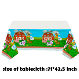 OSNIE 4 Packs of Farm Animals Party Tablecloth, Disposable Plastic Waterproof Rectangular Table Cover, Barnyard Animal Farm Themed Party Decorations Supplies for Kids Birthday Baby Shower, 71''x42.5''